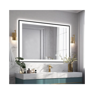40x30 LED Lights Bathroom Mirror -Black Aluminum Rimmed(Front lit and Backlit),Anti-Fog Vanity Mirror with Lights,Stepless Dimmable Lighted Mirror,3 Colors Smart Mirror(Horizontal/Vertical)