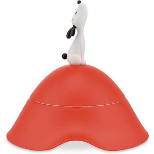 Alessi AMMI19 RO Lul Dog Bowl with lid in thermoplastic Resin and 18/10 Stainless Steel, Red Orange