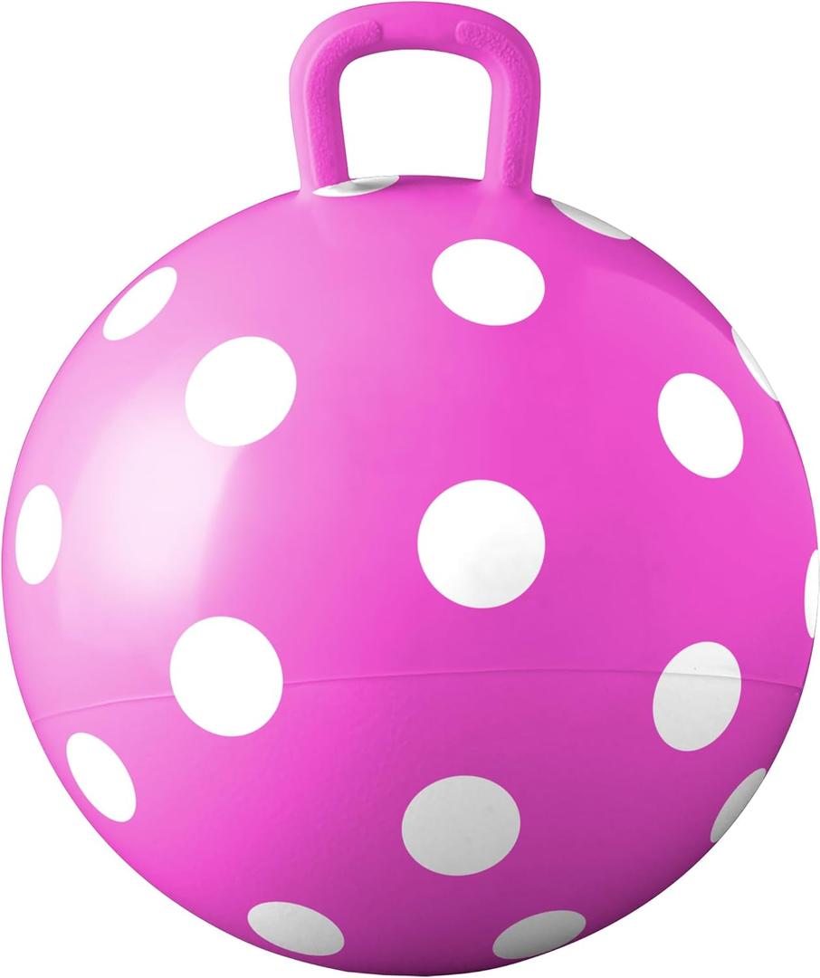 Hedstrom , Kid's Pink Polka Dot Hopper Ballride-on Toy, Bouncy Hopping Ball with Handle - 15 Inch