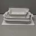 MALACASA Casserole Dishes for Oven, Porcelain Baking Dishes, Ceramic Bakeware Sets of 4, Rectangular Lasagna Pans Deep with Handles for Baking Cake Kitchen, White (9.4"/11.1"/12.2"/14.7"), Series