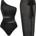 Aqua Eve Womens One Piece Swimsuits - Tummy Control One Shoulder Bathing Suit Cut Out Swimwear 2026 (Black, S)