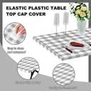 Boao 6 Pcs Plastic Picnic Table Cover 72 x 30 Inch for 8 ft Tables Disposable Waterproof Grey and White Checkered Table Covers with Elastic Fitted for Picnic Camping Birthday Outdoor Party