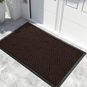 Yimobra Front Door Mat Outside Entrance 59.8x36, Waterproof All-Season Weather Large Doormat, Non Slip Natural Rubber, Stain and Fade Resistant, Indoor Outdoor Mat, Easy Clean Patio, Garage, Brown