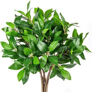 Greenery Branches 21 Tree Stems Artificial Plants Green Leaves Faux Bush, 6pcs Set