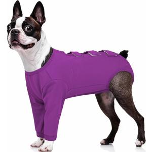 Kuoser Dog Surgery Suit Female Spay, Dog Recovery Sleeves for Front Legs, Prevent Licking Recovery Suit for Dogs, Pet Surgical Suit Doggie Onesie, Puppy Elbow Protector for Leg Injuries and Joint Pain (Purple)