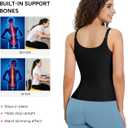 Nebility Waist Trainer for Women Corset Shapewear with Zipper Women's Waist Cincher Tank Top with Adjustable Straps (Black, M)