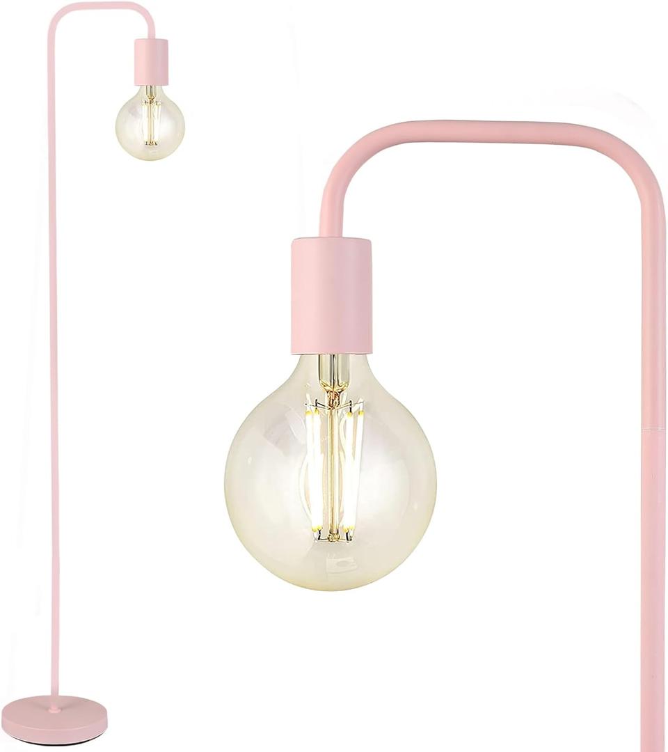BoostArea Floor Lamp, Modern Cute Pink Floor Lamp, 63Inch Metal Standing Lamp, E26 Socket, On/Off Footswitch, ETL Listed, Tall Thin Skinny Cool Floor Lamp for Living Room, Bedroom Decor, Minimalist (Pink floor lamps) Bulb Not Included