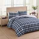 Tommy Hilfiger - Twin/Twin XL Comforter Set, Cotton Textured Bedding with Matching Sham, Medium Weight Bed Set, Oeko-TEX Certified (Dream Madras Blue)