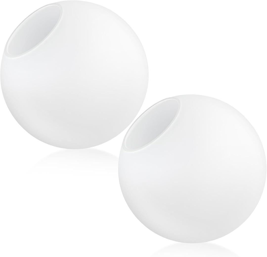 Retisee 2 Pcs 6 Inch Glass Lamp Shade Replacement Milky White Glass Globes Shade Frosted 2.67 Inches Fitter Opening Lighting Fixture Replacement Light Bulb Cover