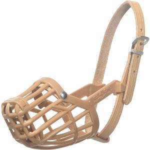 Leather Brothers Italian Basket Dog Muzzle, Adjustable Secure Fit, Comfortable Design, Training and Safety, Averts Biting, Prevents Chewing and Scavenging, Perfect for Grooming - Tan, Size 3