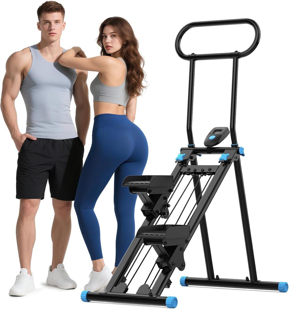 HXD-ERGO Stair Stepper for Home, New Version 6 Adjustable Resistance Vertical Climber Cardio Exercise Machine, Folding Stair Climber for Full Body Workout with Adjustable Handlebar