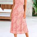 BTFBM Women's Summer Dress Sleeveless Spaghetti Strap Midi Dress Sexy Cowl Neck Floral Cocktail Dress Party Dresses (L)