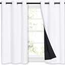 NICETOWN White 100% Blackout Curtains 45 inches Long, 2 Thick Layers Completely Blackout Window Treatment Thermal Insulated Lined Drapes for Small Window (1 Pair, 42 inches Width Each Panel)