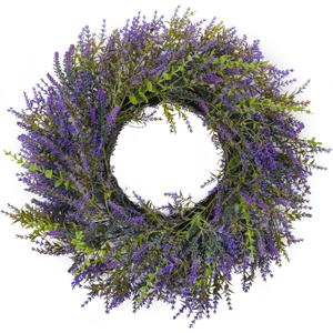 26'' Large Lavender & Eucalyptus Wreath for Front Door, Window - Artificial Eucalyptus Leaves Greenery Outdoor Wreath for Wedding Farmhouse Porch Wall Room Home Decor (Purple)