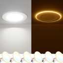 FREELICHT 6 Pack 6 Inch 5CCT LED Recessed Can Light with Night Light, 2700K/3000K/4000K/5000K/6000K Selectable Flat Recessed Lighting, 10W=110W, 1000LM, Dimmable Retrofit - ETL & FCC