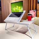 CloudTrip Laptop Desk for Bed or Couch, Lap Desk, Woking in Bed Desk, Home Office Desks, Breakfast Tray, Desk with Cup Holder, Watching Movies in Bed, Laptop Stand for Bed, Fordable Legs Desk (White), 13"D x 22"W x 9.85"H