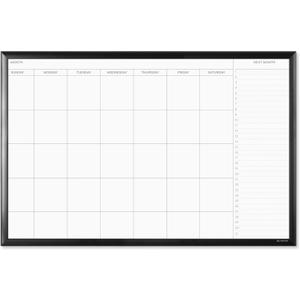 U Brands Magnetic Dry Erase Calendar White Board, 36" x 24" Inches, Black Aluminum Frame (2899U00-01)