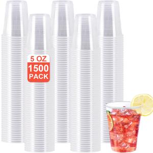 SIUQ 1500 Pack 5 oz Clear Plastic Cups, Disposable Mouthwash Cups, Plastic Cups 5 Ounce, Cold Party Drinking Cup for Party, Picnic, BBQ, Travel, Events and Everyday Use