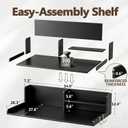 2-Tier Washer Dryer Countertop with Shelves & Metal Hooks, 54" W x 27.5" D Large Laundry Topper for Room Organization & Folding Clothes & Storage(Black)