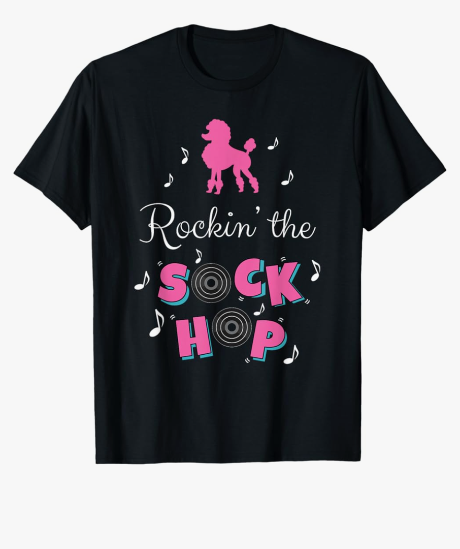 Sock Hop Costume Girls Women Pink Poodle T-Shirt XS