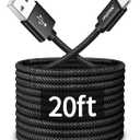 CLEEFUN Long USB C Cable 20ft, USB to USB-C Charging Cable - 20 Foot Type C Charger Cord for iPhone 16 15 Series, Samsung Galaxy Series and Other USB-C Devices - Nylon Braided