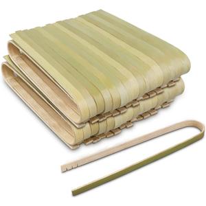 Mini Bamboo Tongs Disposable 100 Pcs 6.2 Inch Long Wooden Tongs for Charcuterie Large Cooking Utensils for Toaster Serving Food Natural Green for Catering Buffet Home