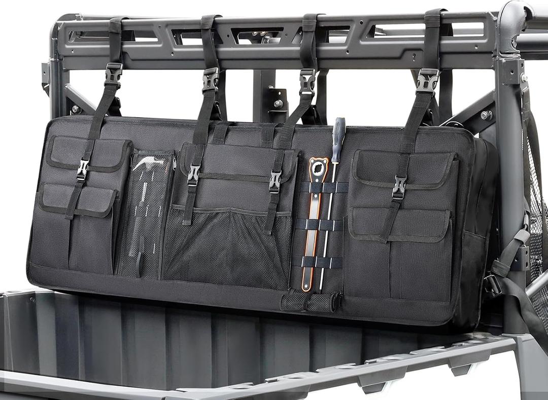 Double UTV Tool Carrier Soft Case, Quick Release Hunting Tool Bag Rack for Hunting Activities Compatible with Polaris Ranger Yamaha Kawasaki and Most UTVs (Black)
