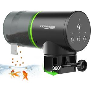 FREESEA Automatic Fish Feeder for Aquarium: Auto Fish Food Dispenser with Timer for Small Tank Betta Turtle - Battery Vacation Self Feeding for Flakes (FS-069)