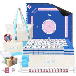 Mykng Nzw166Pcs American Mahjong Tiles Set with Mat, Racks and Accessories