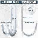 COCODE 25 Pack Wall Mount 2 J Hooks with Retainer Clip Galvanized Steel Cable Hangers Heavy Duty Utility Hooks Cable Management Support for Structured Cabling