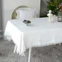 ARTABLE Rectangular Lace Fabric Tablecloth with Macrame Border Clear Embroidered Kitchen Tablecloths for Elegant Holiday Long Dinner Tables (Offwhite, Tablecloth 52" x 70")