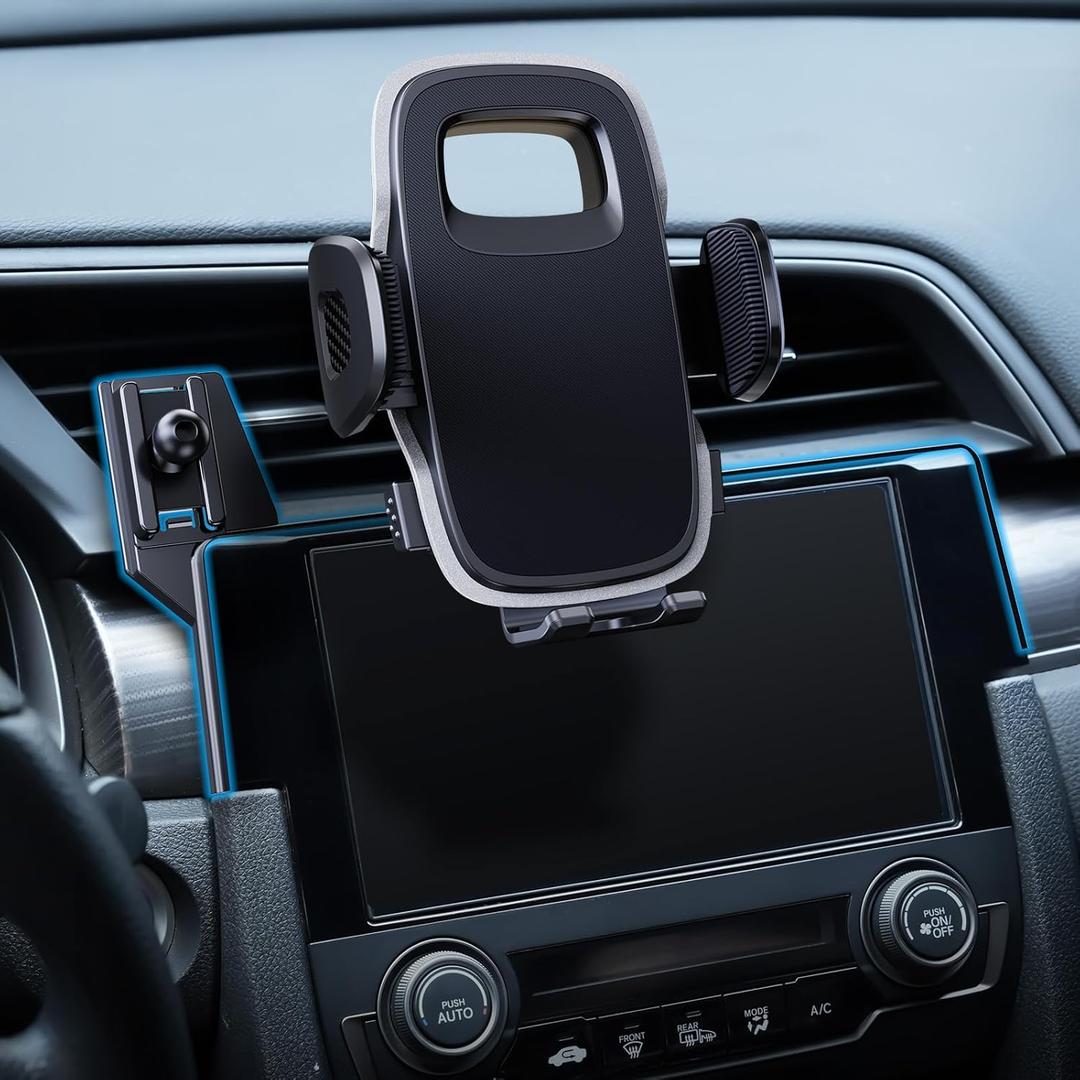 ELOHEI Car Phone Holder for Honda Civic 2016 2017 2018 2019 2020 2021 Accessories, 7" Screen Phone Mount with Fixed Storage Tray and 360 Rotation Smart Phone Mount Kit