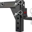 TYT Adjustable Trailer Hitch Ball Mount, 6-Position Tow Hitch, Fits 2-Inch Receiver, with 1" Hitch Ball Hole, 9-1/2" Drop & 8-1/4" Rise Drop Hitch, 7500 lbs