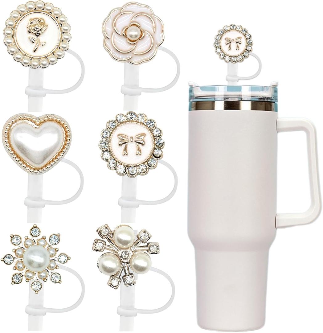 Straw Cover for Stanley 40ozoz 30oz Tumbler,Bling Pearl Straw Toppers,Cute Cup Accessories for Stanley Yeti Tumbler Cup Decorations Women Birthday Gifts