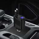 Retractable Samsung Car Charger Fast Charging for Galaxy S25 S24 S23 S22 S21 S20 Ultra FE Z Flip Fold 6 5,Google Pixel 9 8 7 6 Pro,45W 4 in 1 USB C Car Phone Charger Adapter for iPhone 16 15 Pro Max