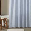 Calvin Klein - Fabric Shower Curtain, Luxury Cotton Blend Bathroom Decor with 12 Button Holes (Waffle Solid Blue, 70" x 72")