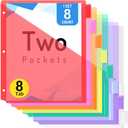 Forvencer 8 Count Dividers with Two Pockets, 8 tabs Binder Dividers for 3 Ring Binder Organizer, Multicolor, 1 Set (Red)