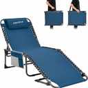 #WEJOY Folding Lounge Chair Outdoor, 5-Position Adjustable Sunbathing Tanning Chair with Shoulder Strap & Side Pocket, Heavy Duty Reclining Chair for Patio Pool Camping, Portable Folding Bed Cot,Blue, Oversized