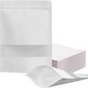 FireKylin 100 Pcs Resealable bags,6.7" x 9.4" Stand Up White Paper Bags with Matte Window, Zipper Food Storage Bags for Packaging Products, Reusable, Sealable