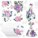 12 Pcs Hydrangea Flowers Cloth Napkins Floral Butterfly 20'' x 20'' Washable Dinner Tea Party Napkins for Kitchen Party Wedding Restaurant Indoor Outdoor Botanical Fresh Spring Summer