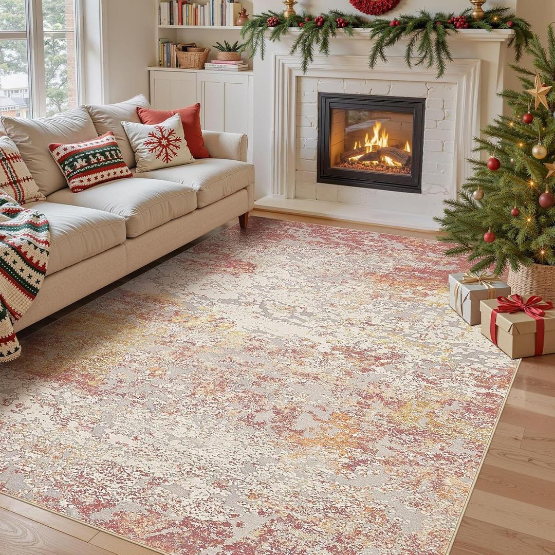 DMOYEST Area Rug Living Room Rugs - 8x10 Washable Large Soft Indoor Neutral Modern Abstract Low Pile Rug Carpet for Bedroom Dining Room Farmhouse Home Office - Colorful