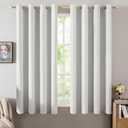 MIULEE Linen Textured Curtains for Bedroom Solid 100% Blackout Thermal Insulated Heathered White Grommet Room Darkening Curtains & Drapes Luxury Decor for Living Room Nursery 52 x 63 Inch (2 Panels)