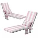 Pellebant 23 in. x 30 in. 2-Piece Deep Seating Patio Outdoor Chaise Lounge Chair Cushion in Pink & White