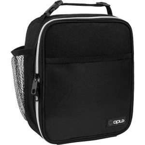 opux Premium Insulated Lunch Box, Soft School Lunch Bag for Kids Boys Girls, Leakproof Small Lunch Pail Men Women Work, Reusable Compact Cooler Tote Lunchbox for Office Adult, Black