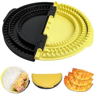 3-in-1 Tortilla Sealer, Tacos Tortilla Crimper Maker, Adjustable Size, For 6"-8-10" Crust, Make Sealed Quesadillas,Tacos, Burritos, Sandwich & More, BPA-Free, Yellow & Black