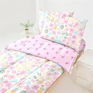 Zipper Bedding Twin Girls Pink Floral Bedding for Girls Flower Comforter All in one Zipper Kids Bedding (Dal-clb-flower 05)