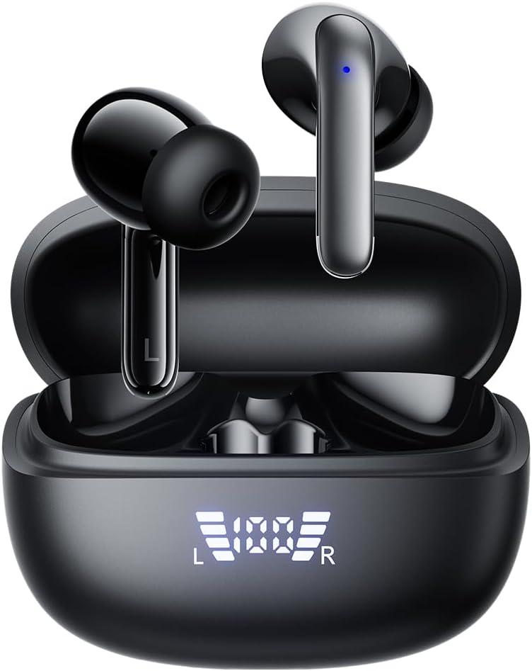 True Wireless Stereo Earbuds S43A, Bluetooth 5.3, Active Noise Cancellation & Environmental Noise Cancellation, 13mm Speakers, LED Power Display, Smart Touch Control, Auto Pairing