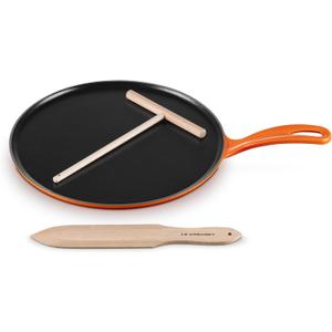 Le Creuset Enameled Cast Iron Traditional Round Crepe Pan, 10.25", Flame