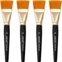1 1/2 inch Flat Paint Brushes for Acrylic Painting,4 Pieces 38mm Large Craft Basecoating PaintBrushes with Wooden Handle for Acrylic, Oil, Body, Facial mask Brushes (Black)