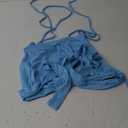 Remidoo Women's Sleeveless Halter Crop Top Tie Back Drawstring Side Cami Tops Blue Small